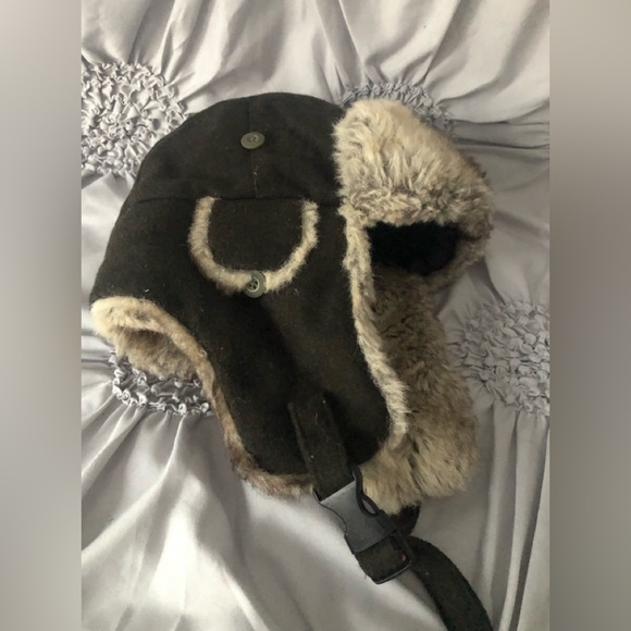 Appaman Toddler Boys Size large green militar color  Hat chin strap, Faux Fur - Picture 1 of 9